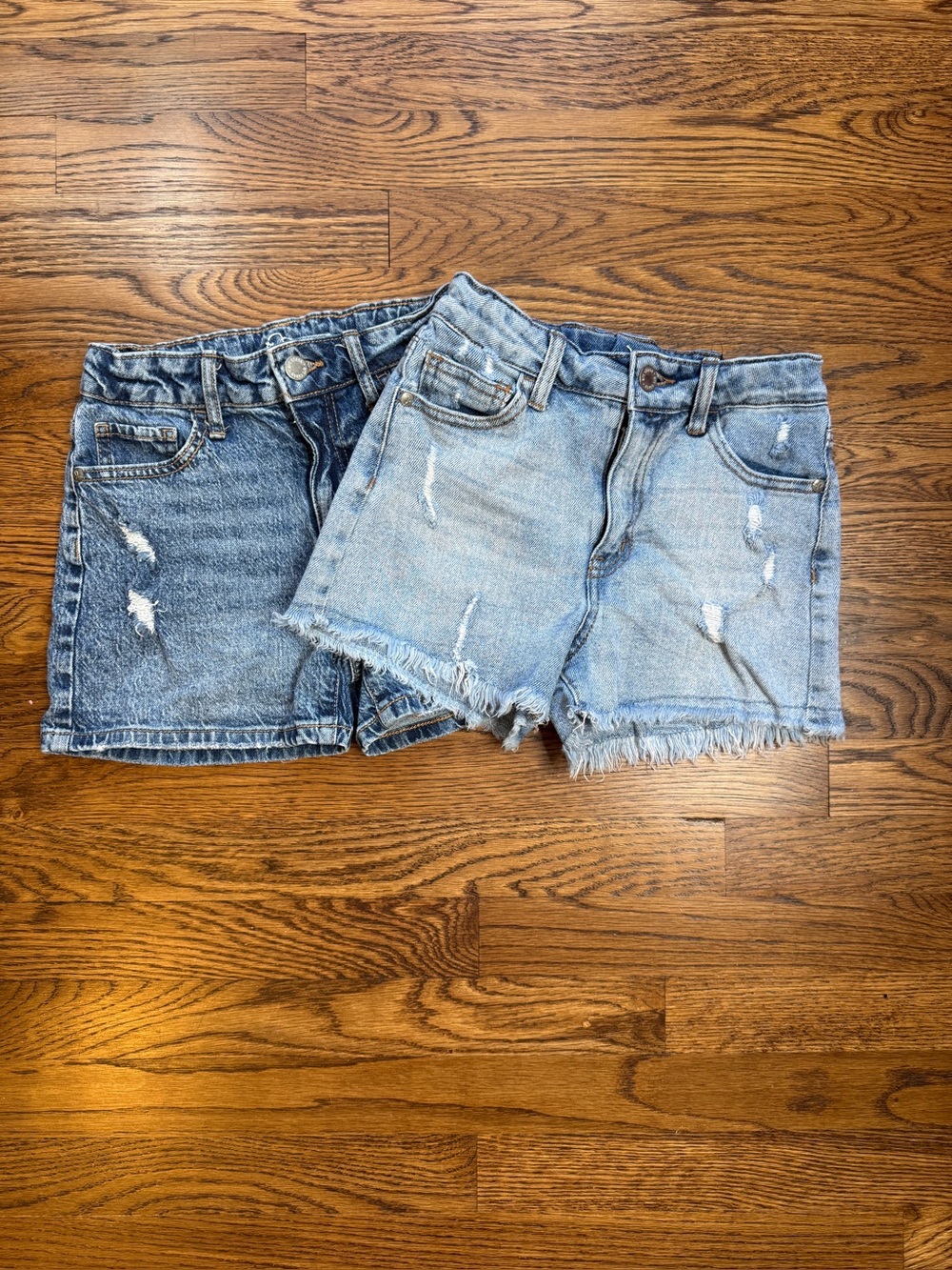 Art Class Girls Distressed Light/ Dark Blue Denim Wash Jean Shorts Bundle Size 7